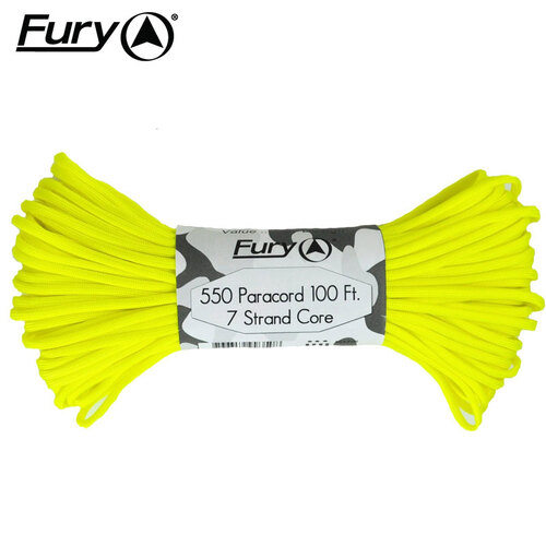 Fury Camping Outdoor Neon Yellow Paracord - 100ft #99360