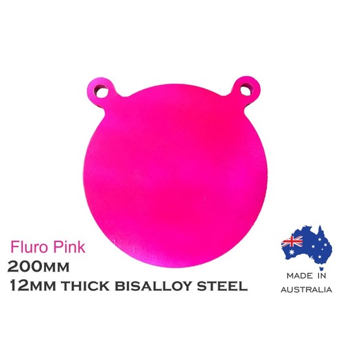 Glow Shot Steel Gongs Target 200mm Ar500 12mm Thick Bisalloy - Pink #Gs200 Pink