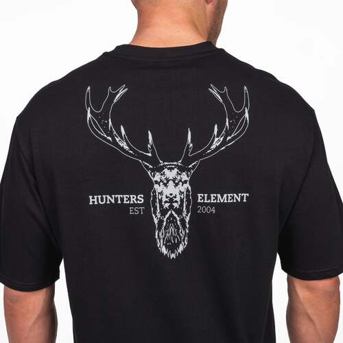 Hunters Element Alpha Stag Tee Premium Crew Neck T-shirt - Black #alpha Blk [size 2xl]