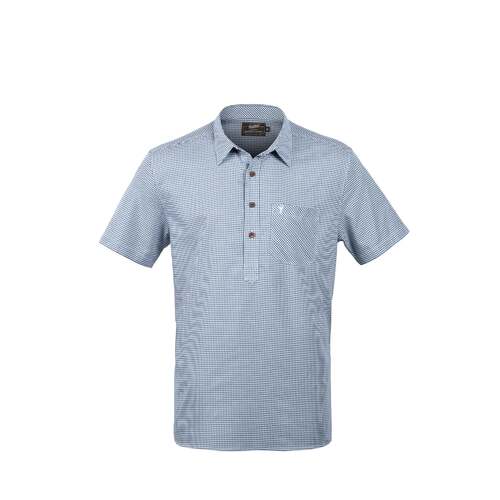 Hunters Element Realm Shirt Panama Weave Cotton Fabric - True Navy/white Plaid #he124965 [3xl]