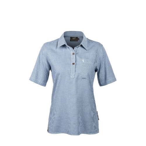 Hunters Element Realm Shirt Womens Short Sleeves - True Navy/white Plaid #he124984 [14]