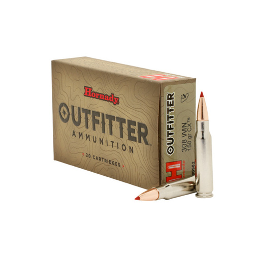 Hornady 80982 Outfitter 308 Win 150 Gr Cx Hunting Ammo 20 Rounds
