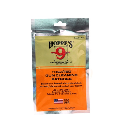 Hoppe's Treated Gun Cleaning Patches For .22Cal 120Pcs