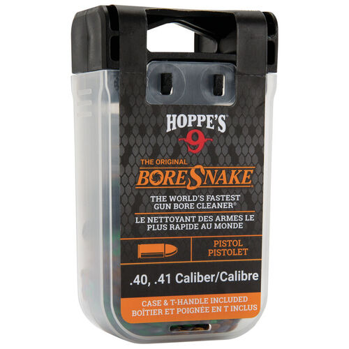 Hoppes Gun Cleaner Boresnake Fit In Backpack Patented Case Design Pull T-handle - .40 .41 Cal Handgun Pistols #Hp24003d