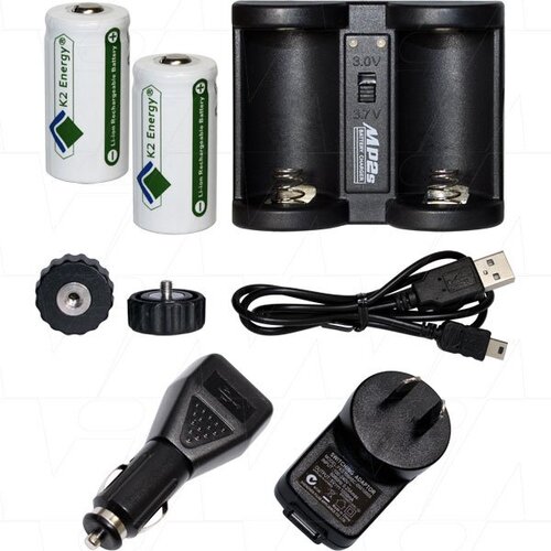 Huntsman Xtar Mp2s-k2 Battery Charger Pack - W 2 Cr123a #Mp2s-k2