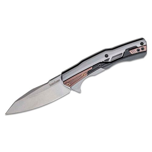 Kershaw Endgame Tactical Folding Knife 3.25 Inch Stonewashed D2 Drop Point Blade - Stainless Steel Handles #2095