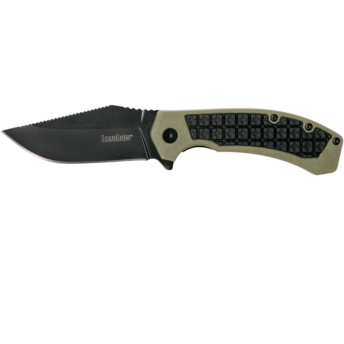 Kershaw Faultline Black Clip Point Blade Tactical Folding Knife - Glass Filled Nylon Handle #8760