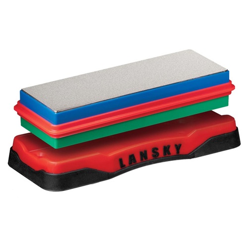 Lansky Double Sided Diamond Benchstone Medium Fine - Green Blue Non-slip Base #ldb2860