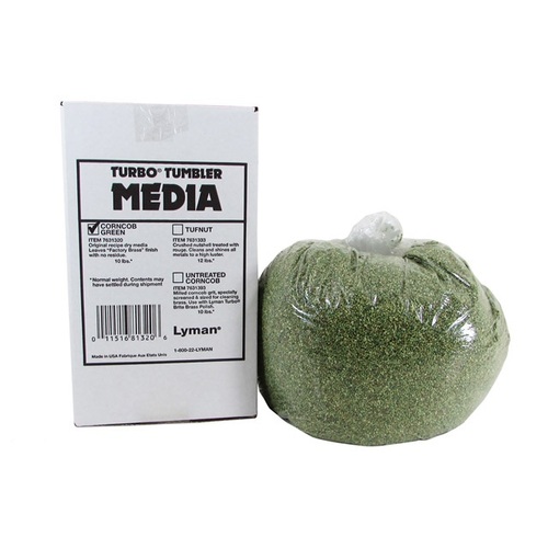 Lyman Ammo Cartridges Shell Case Tumbler Turbo Brass Cleaning Media Treated Green Corn Cob - 10lb #Ly-m10