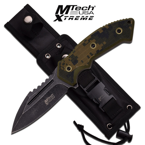 Mtech Stonewashed Tactical Fixed Blade Knife - Camo G10 Handle #mx-8133Dg
