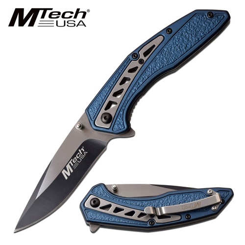 Mtech Straight Edge Pocket Liner Lock Folding Knife - Blue 8 Inches Overall #mt-1046Bl