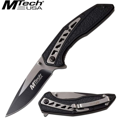 Mtech Drop Point Pocket Tactical Folding Knife - Anodized Aluminum Handle #mt-1046Bk
