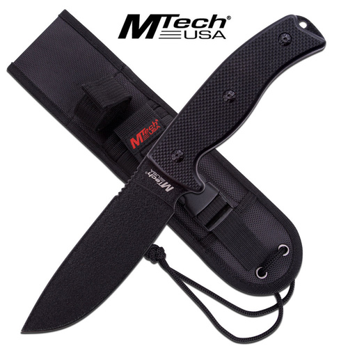 Mtech Drop Point Half Serration Tactical Fixed Knife - 10.5 Inches Overall W Sheath #mt-20-80Bk