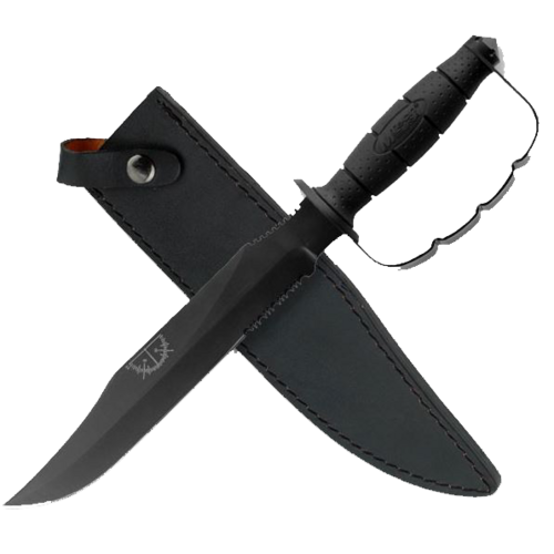 Mtech Serration Fixed Blade Knife Bowie - Black 15.2 Inch Overall #mt-20-36Bk