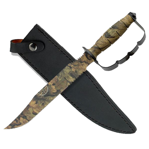 Mtech Serration Fixed Blade Knife Bowie - Camo 15.2 Inch Overall #mt-20-36Ca