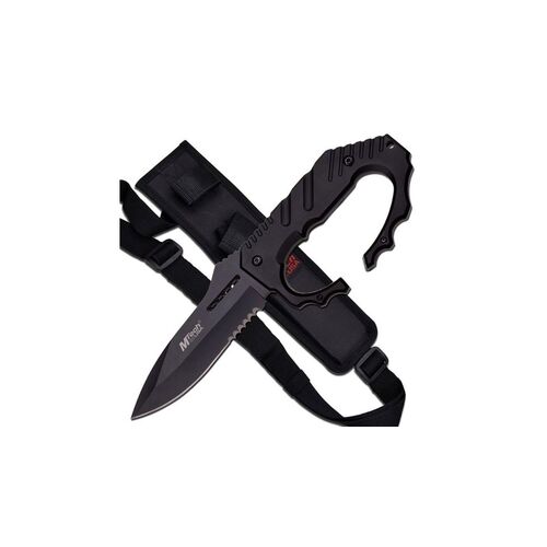 Mtech Half Serrated Blade Fixed Knife - Black 9.8 Inch Overall #mt-20-51Bd