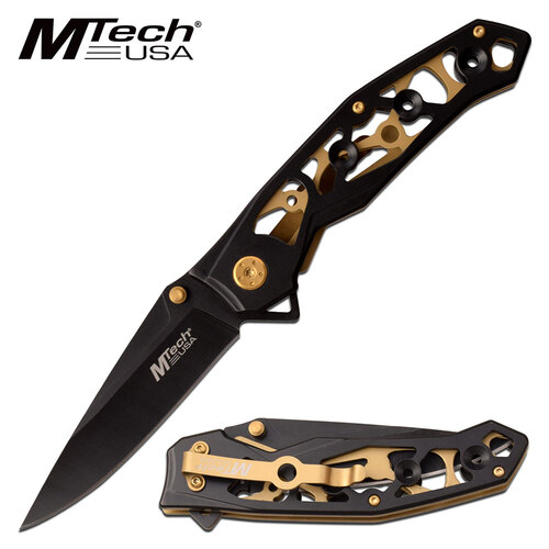 Mtech 8 Inch Clip Point Steel Blade Manual Folding Knife - W Pocket Clip #mt-1176Bk