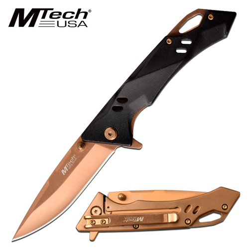 Mtech 7.75 Inch Portable Drop Point Hunting Folding Knife - Bronze #mt-1142Bz