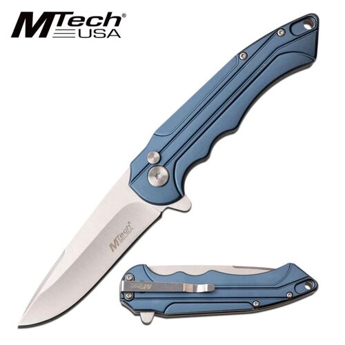 Mtech 7.6 Inch Drop Point Hunting Folding Knife - Blue #mt-1022bl
