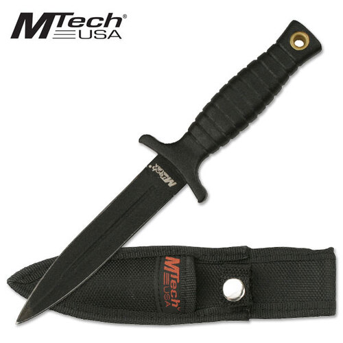 Mtech 7 Inch Tactical Double Edge Fixed Blade Knife - Black W Nylon Sheath #mt-206Bk
