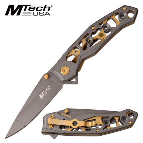 Mtech 8 Inch Drop Point Manual Folding Knife - Gray #mt-1176Gy