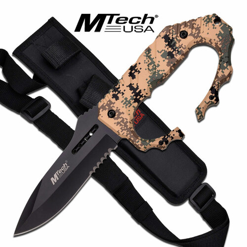 Mtech Black Half-serrated Fixed Blade Knife - 9.8 In Overall #Mt-20-51cd