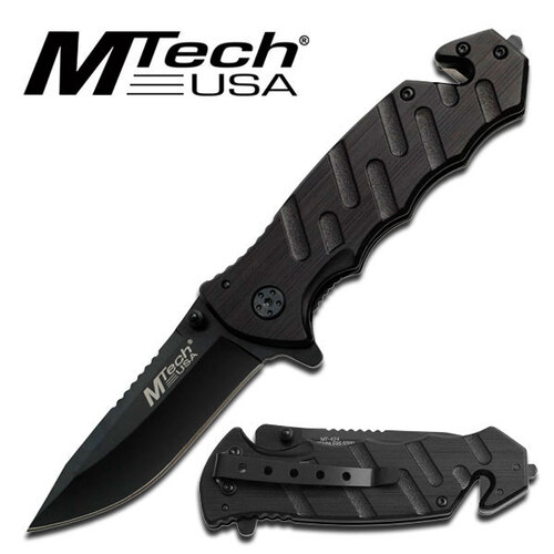 Mtech 7.75 Inch Drop Point Hunting Folding Knife - Black #mt-424Bk