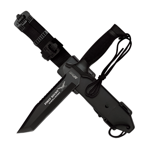 Mtech 12 Inch Tanto Fixed Blade Hunting Knife - Black #mt-676tb