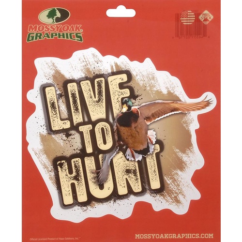 Mossy Oak Peel Sticker 'live To Hunt' Mallard