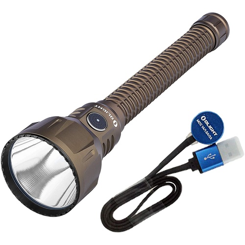 Olight Hunting Tactical Rechargeable 1300M Long Throw Flashlight Torch - 1100 Lumen Desert Tan #javelot Turbo Tan