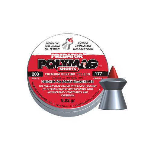 Predator Polymag Shorts Pellets 177 Cal 8gr - 200 Pk #Pp177short