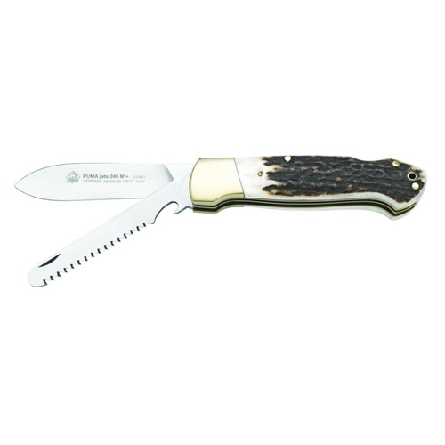 Puma Jata 240 M Mit Sage Hunting Pocket Knife - Staghorn Scales #21 2401