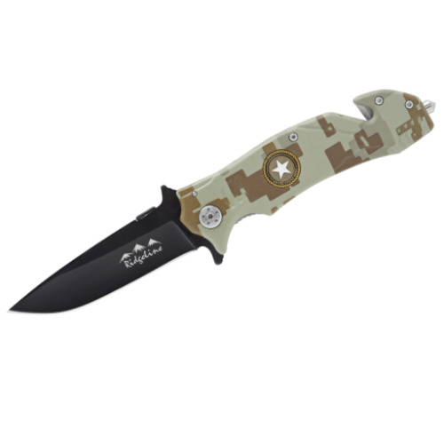 Ridgeline Folding Knife Mustang 440a Stainless Steel Blade - Black Oxidised Finish #Rlaknmus