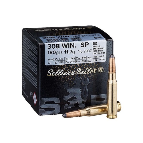 Sellier & Bellot 308 Win 180 Grain Sp Ammo 50 Rd Hunting Ammunition #v335122