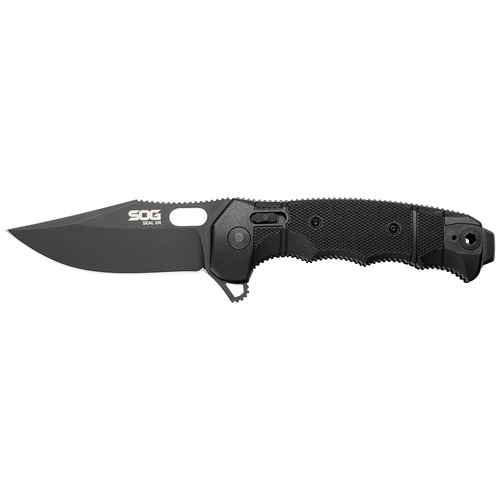 Sog Seal Xr S35vn Clip Point Blade Pocket Knife - Black Glass-reinforced Nylon Handle #12-21-02-57