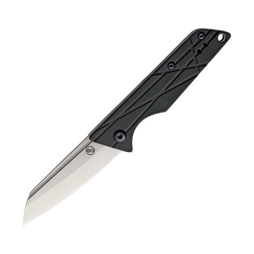 Statgear 2.5 Inch Stonewash Sheepfoot Blade Folding Knife - Black Handle W/ Pocket Clip #stat113blk