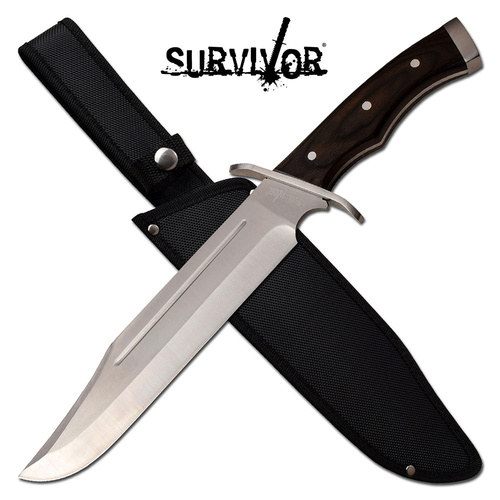 Survivor Pakkawood Fixed Blade Full Tang Knife - 15.5 Inch Overall #sv-Fix005Br
