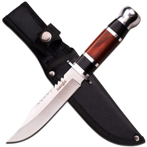 Survivor 10.75 Inch Straight Sawback Fixed Blade Knife - Pakkawood Handle #hk-781S