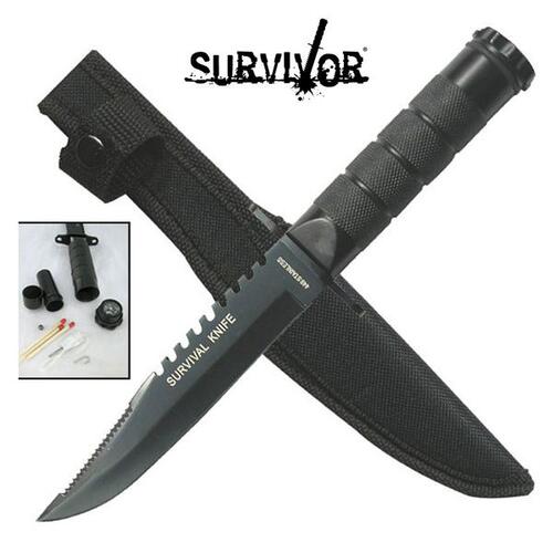 Survivor 8.5 Inch Fixed Blade Survival Knife - W Nylon Sheath #hk-690B