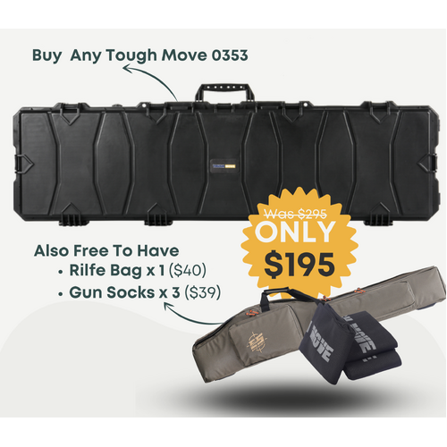 Tough Move 53 Inch Double Rifle Gun Hard Case - Crushproof Waterproof Stackable Storage #0353 Bk