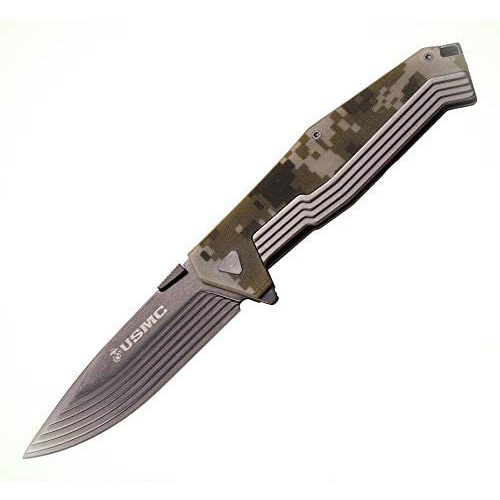 Usmc U.s. Marines Tactical Folding Knife - Digital Camo G10 Cnc Overlay Handle #m-3002Dg