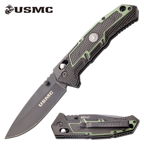 Usmc Marines Manual 8.75 Inch Drop Point Folding Blade Knife - Green #m-1064gn