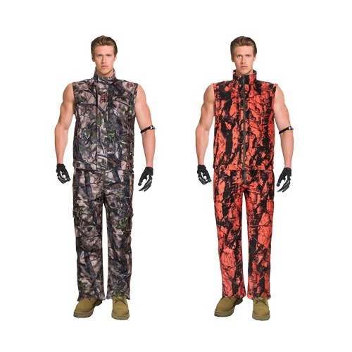 Insulated Reversable Vest&pants Camo Blaze Orange Fleece Hunting Set L