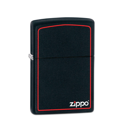 Zippo Classic Logo And Border Refillable Lighter - Matte Black #90218zb